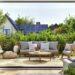 Terrassenüberdachung mit Lounge, Blick in den Garten